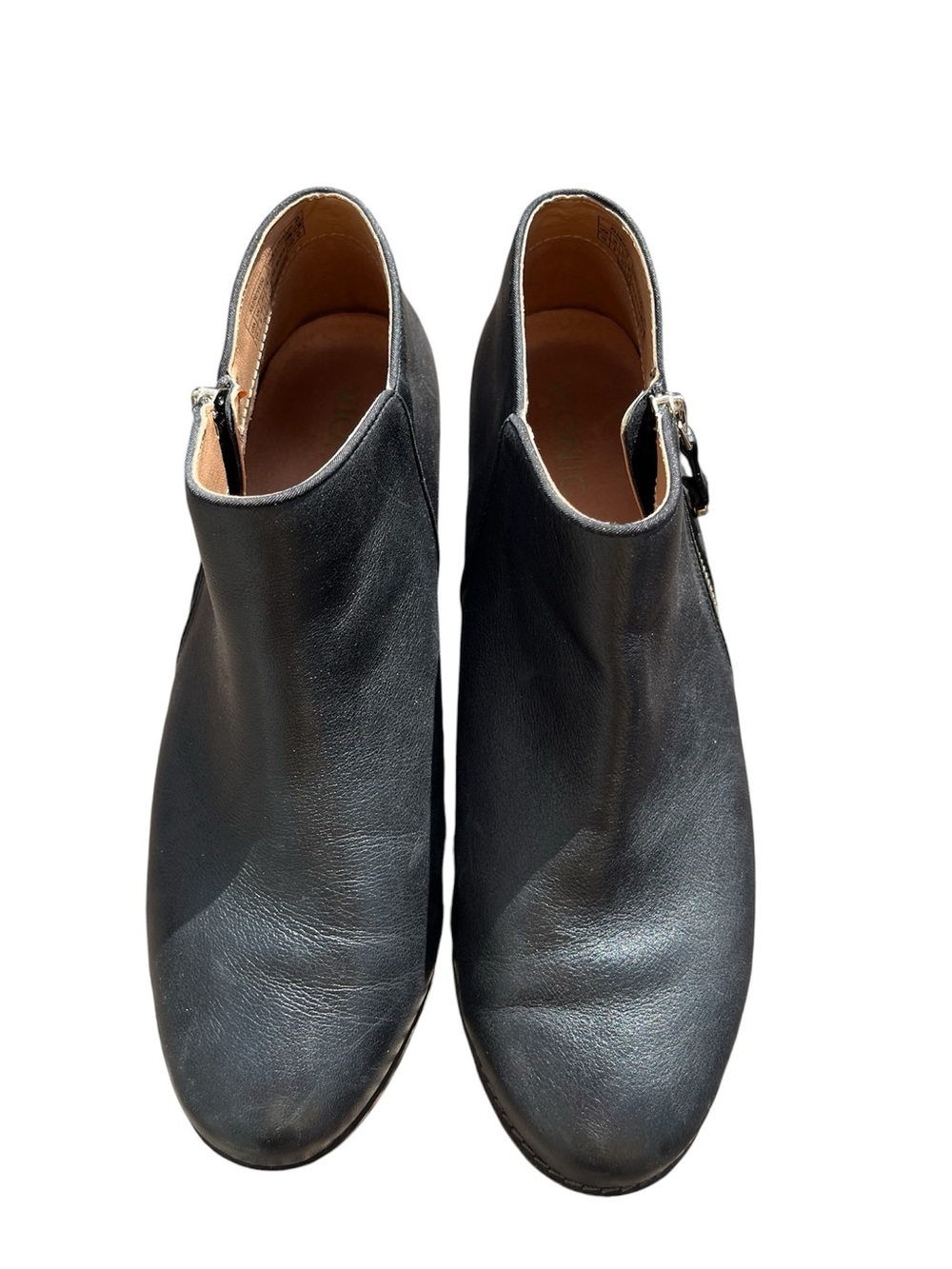 Vionic Black Leather Ankle Boot with Tan Interior